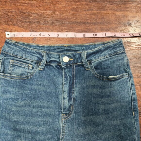 70s Flare Leg Whimsy Flower Y2K High waist Denim Jeans 27 - Picture 5 of 11